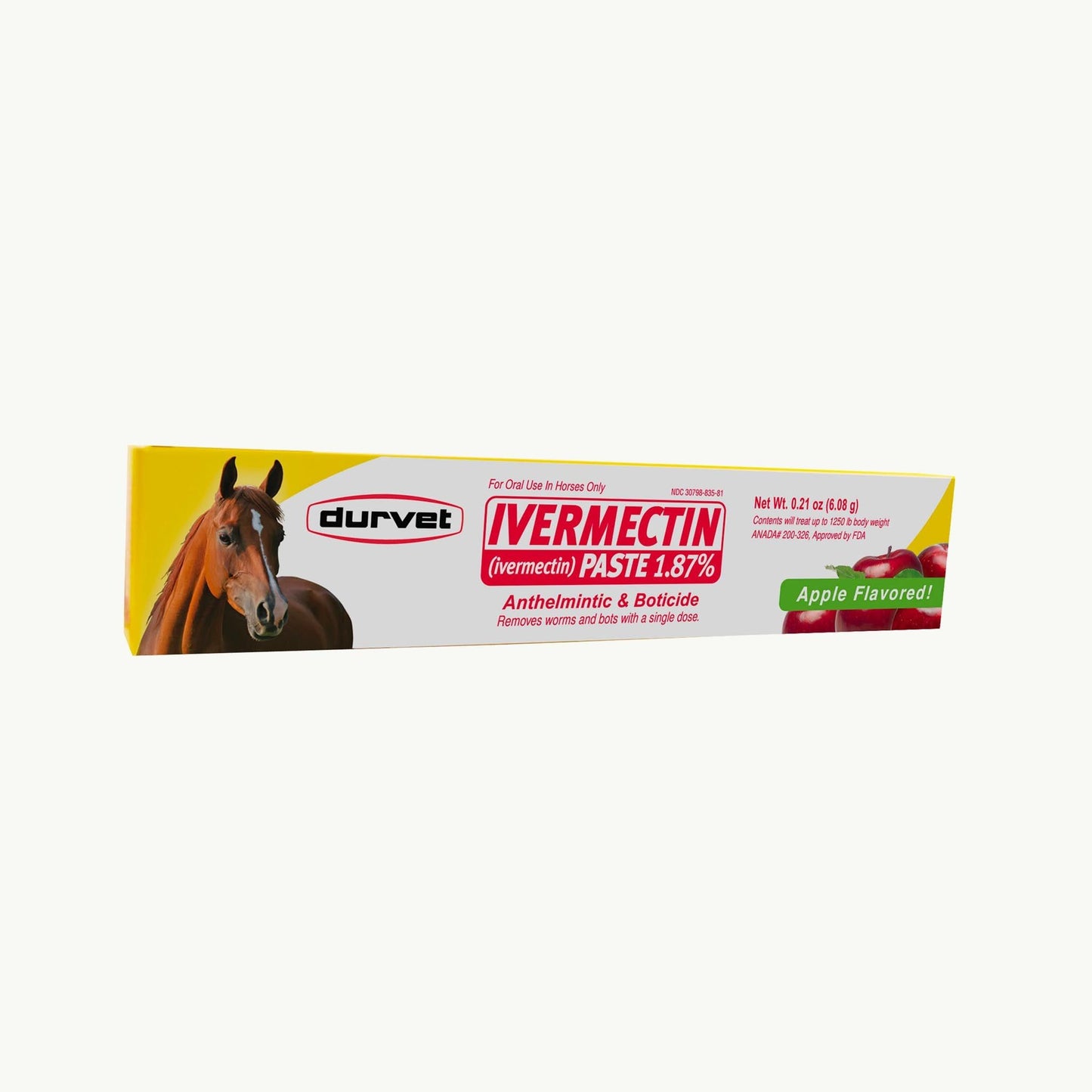 Durvet Ivermectin Paste Dewormer - 6.08g dose @ 1.87% Apple Flavor (1 Count 6.08 Gram)